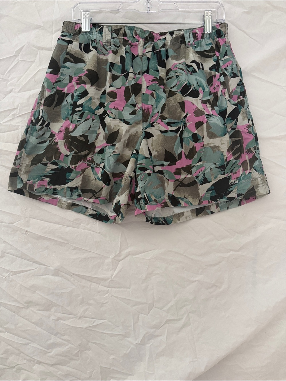 Columbia Men’s Floral 6 inch Swim Trunks in Pink, Teal & Black
